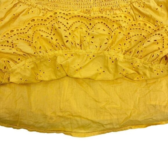 American Eagle Outfitters Womens Eyelet Smocked Waist Mini Skirt Yellow Sz Small - Picture 12 of 14